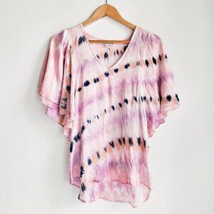 Young Fabulous and Broke Tie Dye Butterfly Sleeve Summer Top M